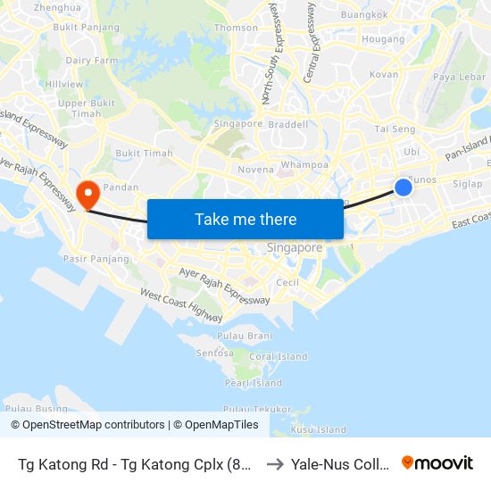 Tg Katong Rd - Tg Katong Cplx (82119) to Yale-Nus College map