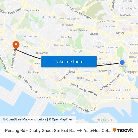Penang Rd - Dhoby Ghaut Stn Exit B (08031) to Yale-Nus College map