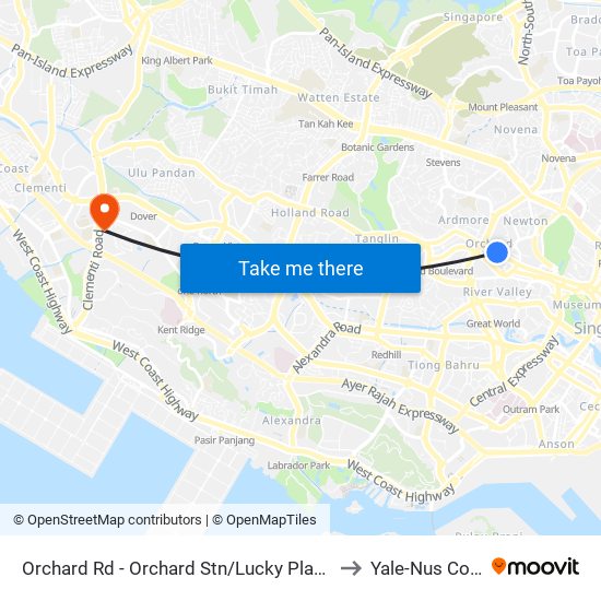 Orchard Rd - Orchard Stn/Lucky Plaza (09048) to Yale-Nus College map