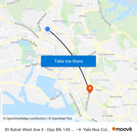 Bt Batok West Ave 3 - Opp Blk 140 (43539) to Yale-Nus College map