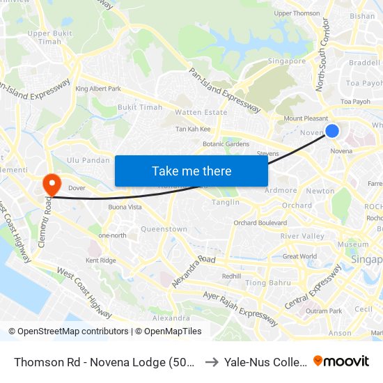Thomson Rd - Novena Lodge (50041) to Yale-Nus College map