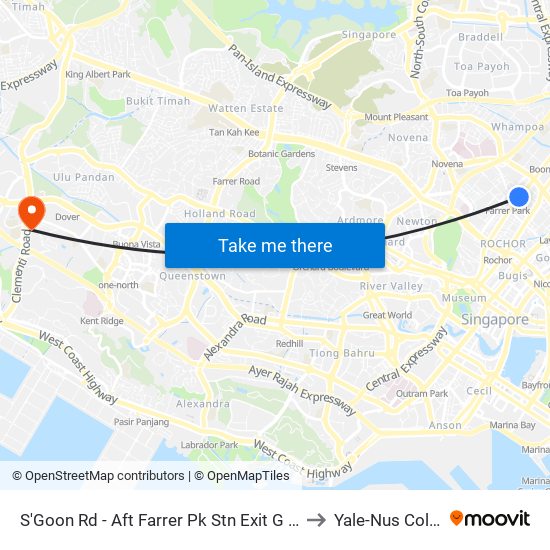 S'Goon Rd - Aft Farrer Pk Stn Exit G (07211) to Yale-Nus College map
