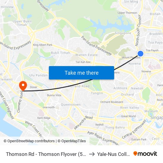 Thomson Rd - Thomson Flyover (51019) to Yale-Nus College map