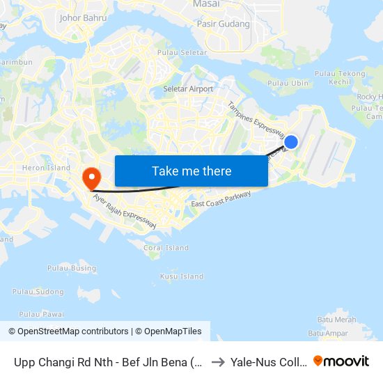 Upp Changi Rd Nth - Bef Jln Bena (97039) to Yale-Nus College map