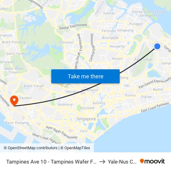 Tampines Ave 10 - Tampines Wafer Fab Pk (75351) to Yale-Nus College map