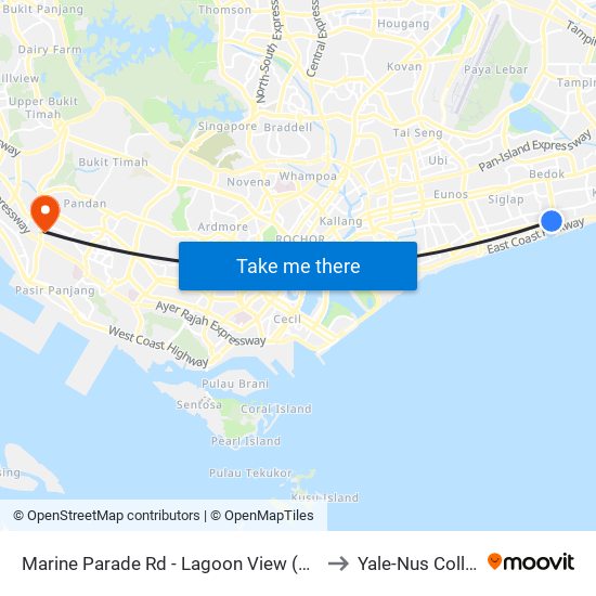 Marine Parade Rd - Lagoon View (93049) to Yale-Nus College map