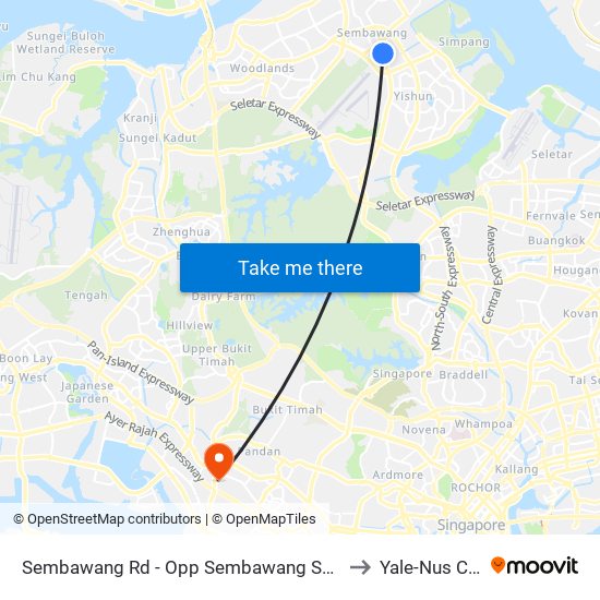 Sembawang Rd - Opp Sembawang Shop Ctr (58011) to Yale-Nus College map