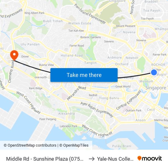 Middle Rd - Sunshine Plaza (07571) to Yale-Nus College map