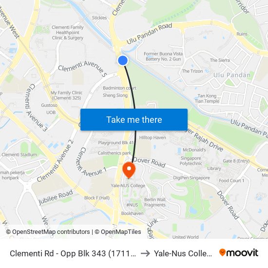 Clementi Rd - Opp Blk 343 (17119) to Yale-Nus College map