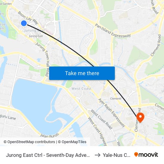 Jurong East Ctrl - Seventh-Day Advent CH (28441) to Yale-Nus College map