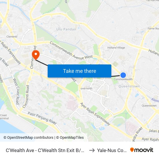 C'Wealth Ave - C'Wealth Stn Exit B/C (11169) to Yale-Nus College map