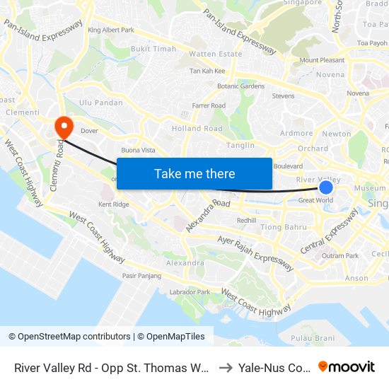 River Valley Rd - Opp St. Thomas Wk (13089) to Yale-Nus College map