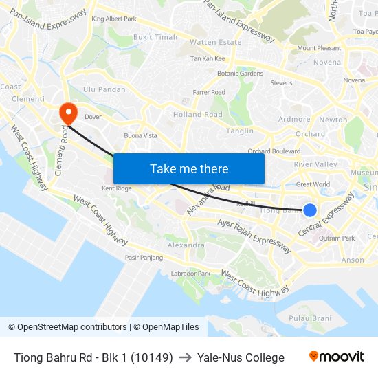 Tiong Bahru Rd - Blk 1 (10149) to Yale-Nus College map