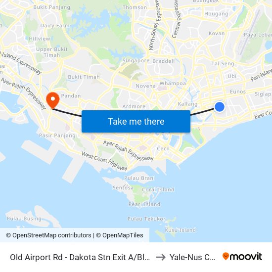 Old Airport Rd - Dakota Stn Exit A/Blk 99 (81181) to Yale-Nus College map