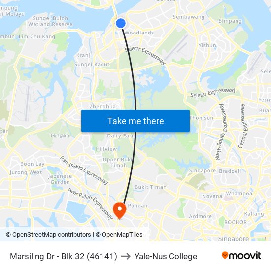 Marsiling Dr - Blk 32 (46141) to Yale-Nus College map