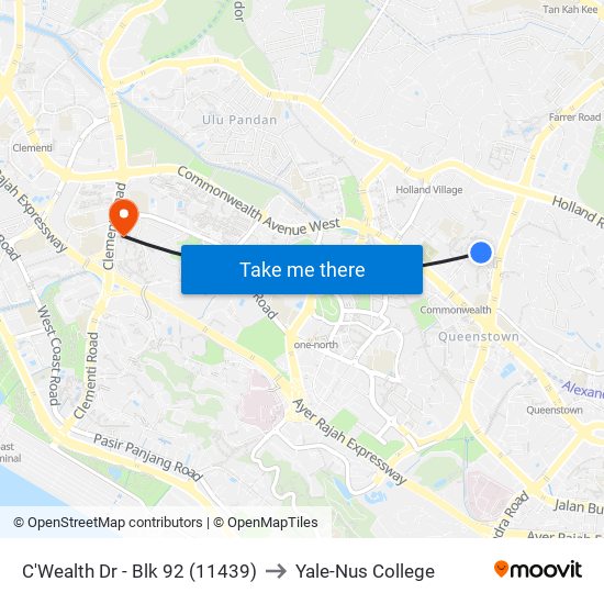 C'Wealth Dr - Blk 92 (11439) to Yale-Nus College map