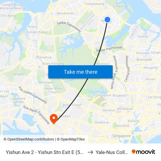 Yishun Ave 2 - Yishun Stn Exit E (59072) to Yale-Nus College map