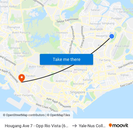 Hougang Ave 7 - Opp Rio Vista (64321) to Yale-Nus College map