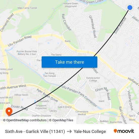 Sixth Ave - Garlick Ville (11341) to Yale-Nus College map