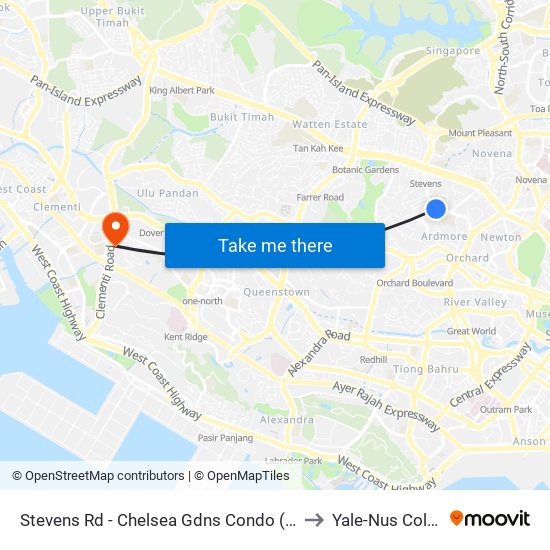 Stevens Rd - Chelsea Gdns Condo (40201) to Yale-Nus College map