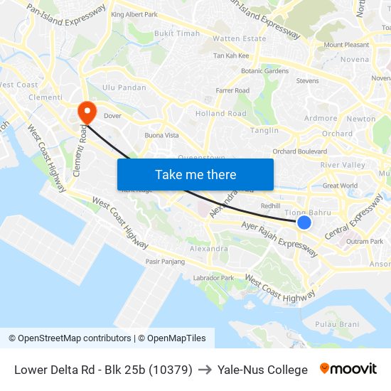 Lower Delta Rd - Blk 25b (10379) to Yale-Nus College map