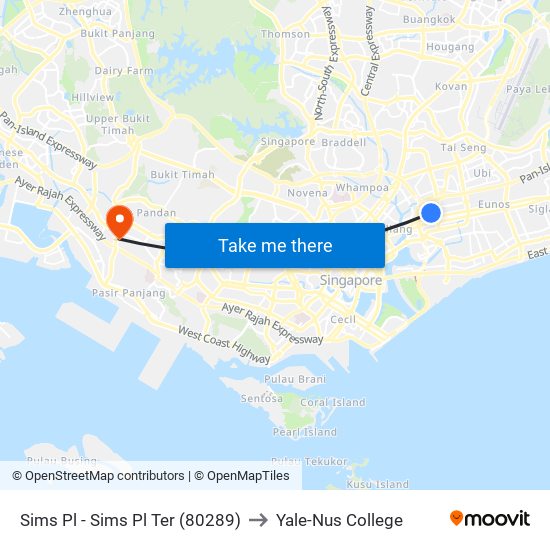 Sims Pl - Sims Pl Ter (80289) to Yale-Nus College map