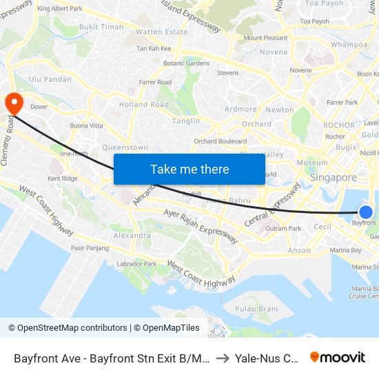 Bayfront Ave - Bayfront Stn Exit B/Mbs (03509) to Yale-Nus College map