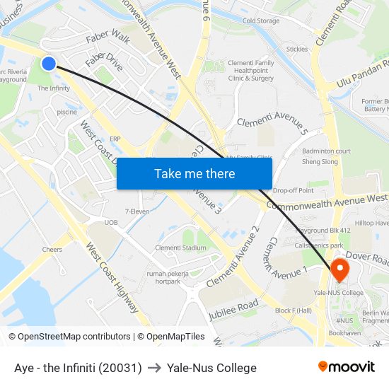 Aye - the Infiniti (20031) to Yale-Nus College map