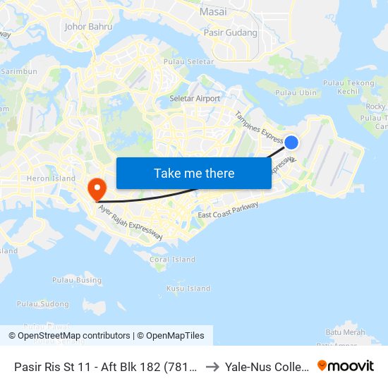 Pasir Ris St 11 - Aft Blk 182 (78191) to Yale-Nus College map