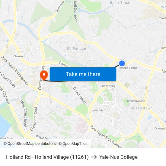 Holland Rd - Holland Village (11261) to Yale-Nus College map