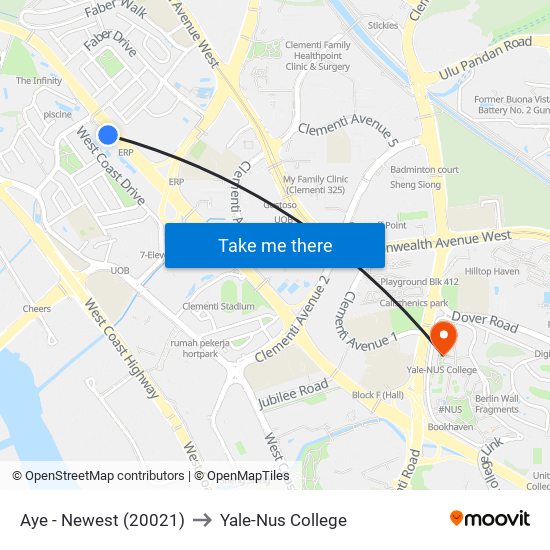 Aye - Newest (20021) to Yale-Nus College map