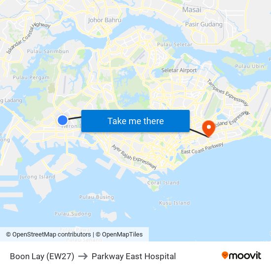 Boon Lay (EW27) to Parkway East Hospital map