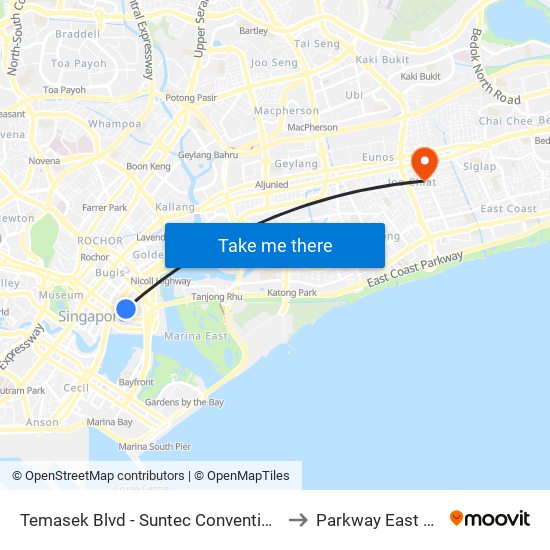 Temasek Blvd - Suntec Convention Ctr (02151) to Parkway East Hospital map
