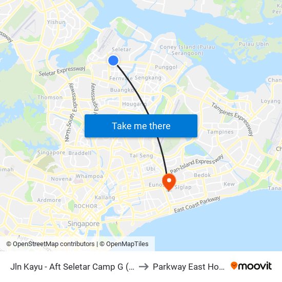 Jln Kayu - Aft Seletar Camp G (68119) to Parkway East Hospital map