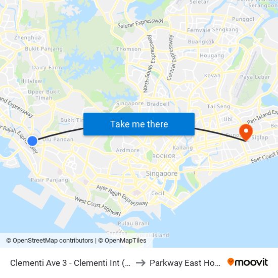 Clementi Ave 3 - Clementi Int (17009) to Parkway East Hospital map