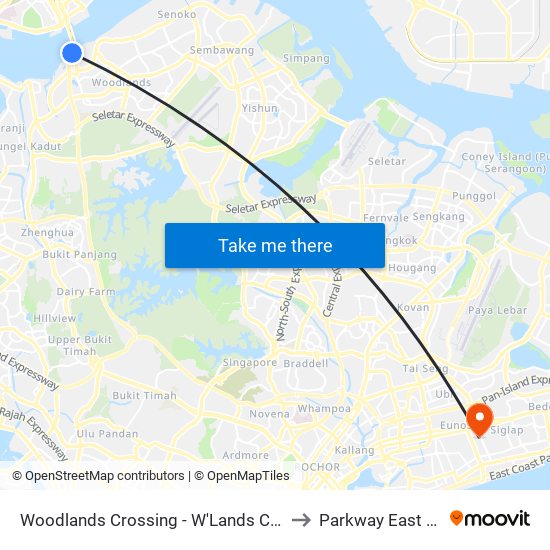 Woodlands Crossing - W'Lands Checkpt (46109) to Parkway East Hospital map