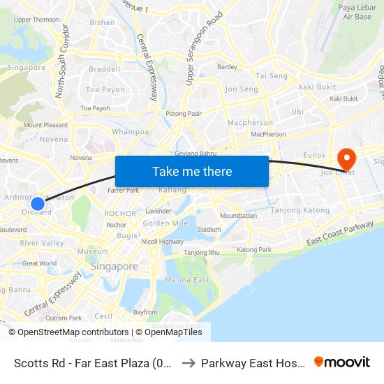 Scotts Rd - Far East Plaza (09219) to Parkway East Hospital map