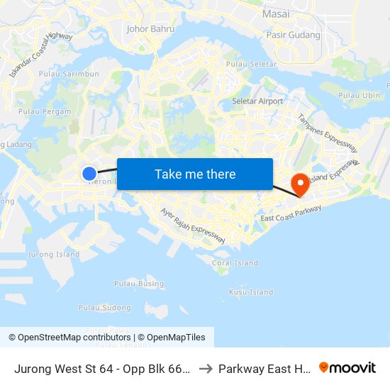 Jurong West St 64 - Opp Blk 662c (22499) to Parkway East Hospital map