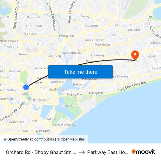 Orchard Rd - Dhoby Ghaut Stn (08057) to Parkway East Hospital map