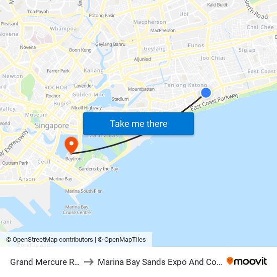 Grand Mercure Roxy Hotel to Marina Bay Sands Expo And Convention Centre map