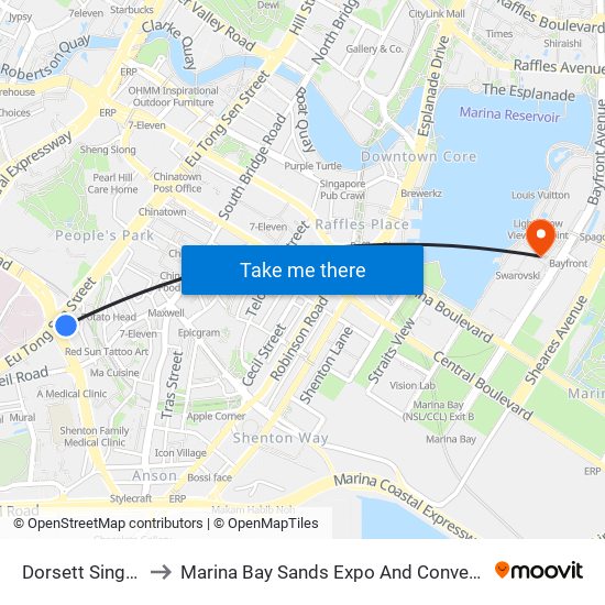 Dorsett Singapore to Marina Bay Sands Expo And Convention Centre map