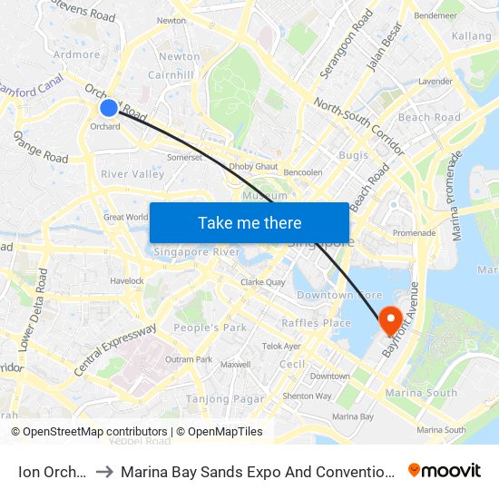 Ion Orchard to Marina Bay Sands Expo And Convention Centre map
