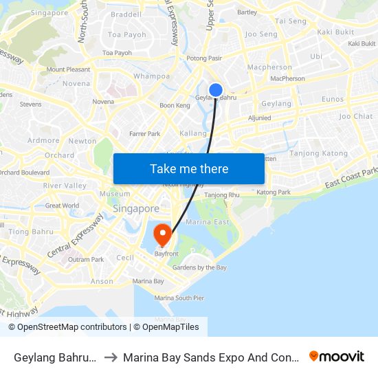 Geylang Bahru (DT24) to Marina Bay Sands Expo And Convention Centre map