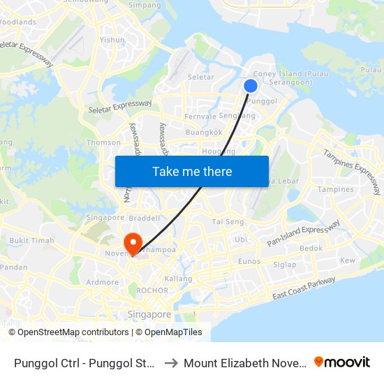 Punggol Ctrl - Punggol Stn/Int (65259) to Mount Elizabeth Novena Hospital map
