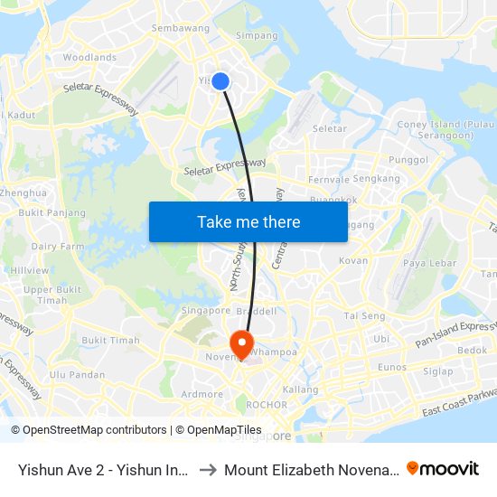 Yishun Ave 2 - Yishun Int (59009) to Mount Elizabeth Novena Hospital map