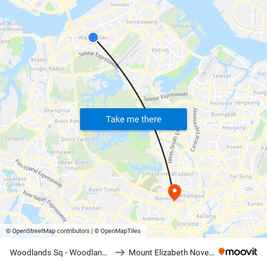 Woodlands Sq - Woodlands Int (46009) to Mount Elizabeth Novena Hospital map