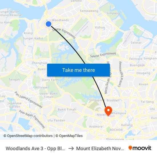 Woodlands Ave 3 - Opp Blk 402 (46499) to Mount Elizabeth Novena Hospital map