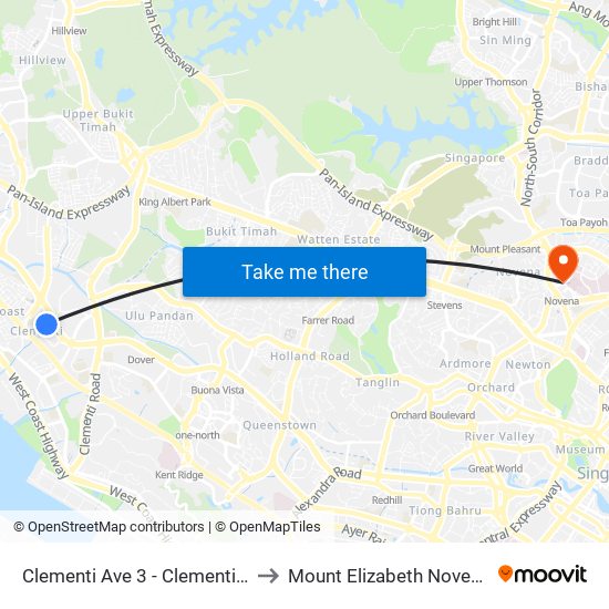 Clementi Ave 3 - Clementi Int (17009) to Mount Elizabeth Novena Hospital map