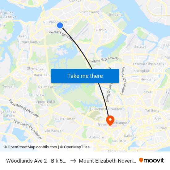 Woodlands Ave 2 - Blk 511 (46331) to Mount Elizabeth Novena Hospital map
