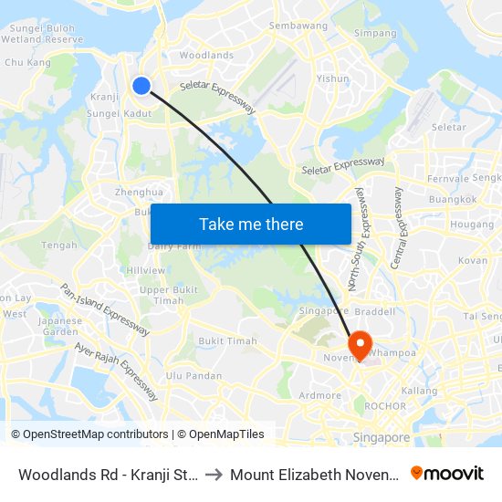 Woodlands Rd - Kranji Stn (45139) to Mount Elizabeth Novena Hospital map